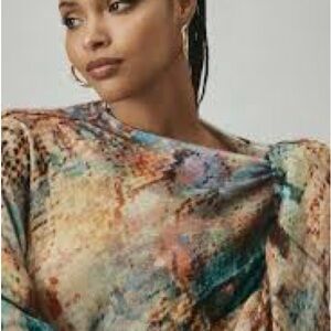 Pilcro Alani Mock Neck Multicolor Cashmere Sweater